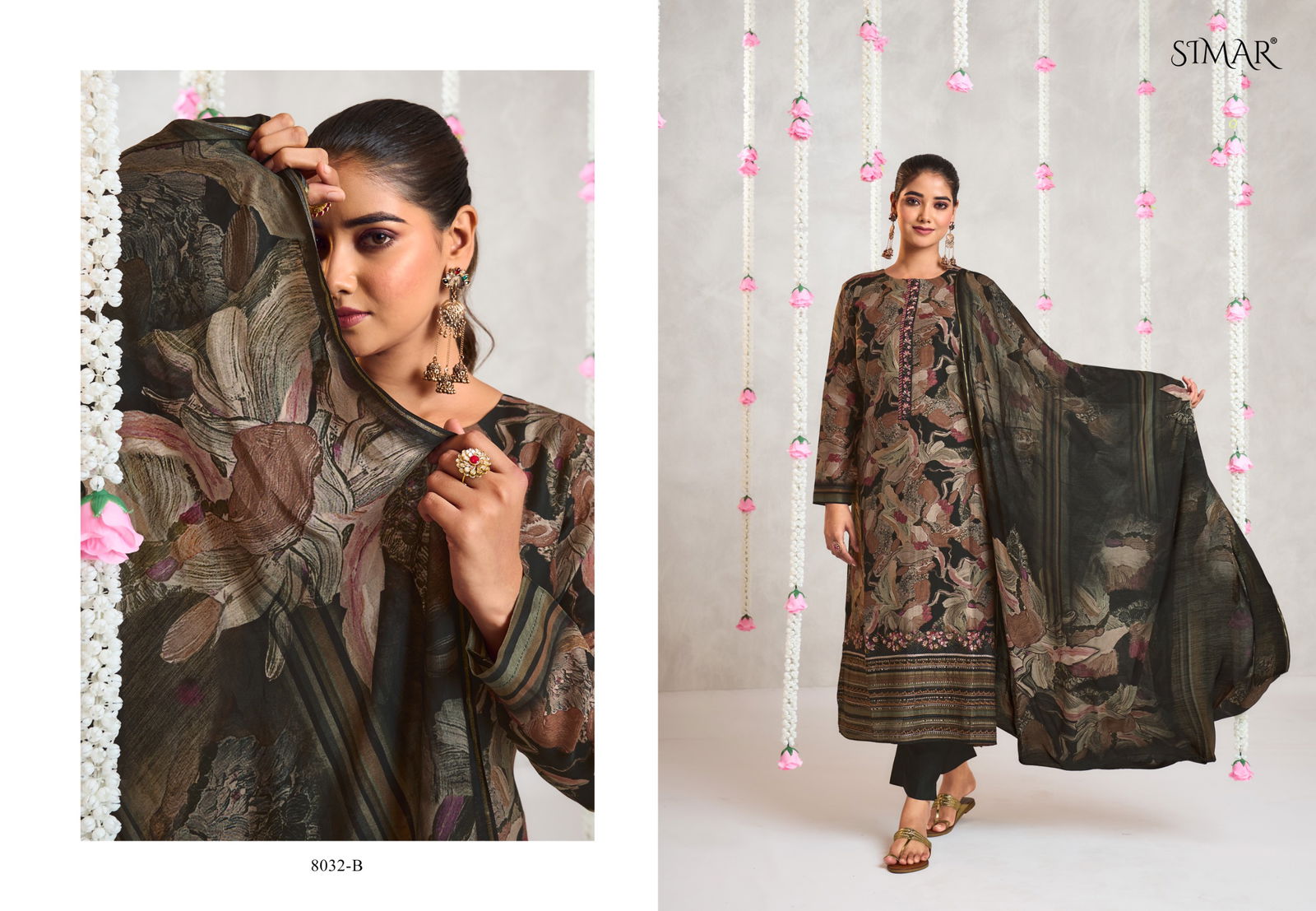 Astitva By Glossy Jam Satin Printed Embroidery Dress Material Exporters In India